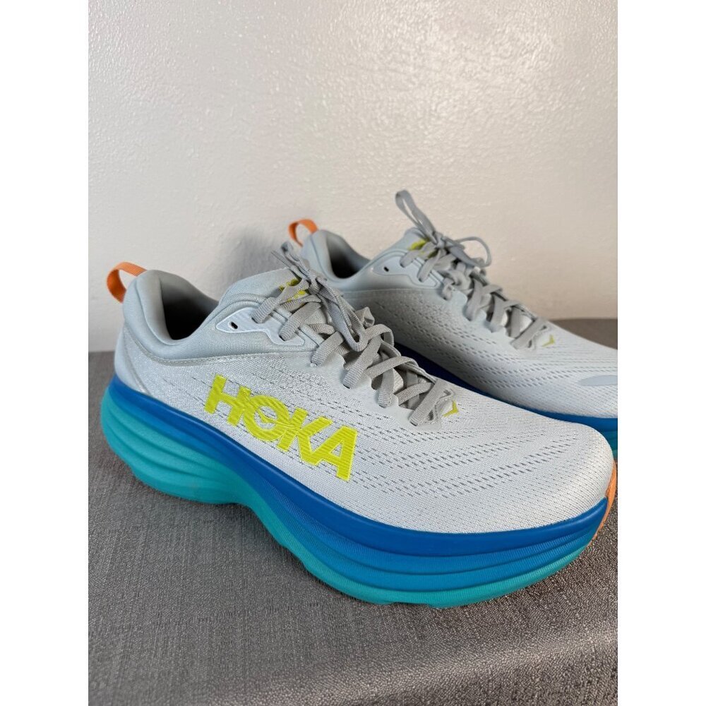 Hoka One One Bondi 8 Mens 11.5 D Ice Flow Bit Of Blue Running Shoes Walking New - Picture 10 of 14